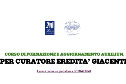 Immagine articolo: Corso di Formazione e Aggiornamento Auxilium per Curatore Eredità Giacente